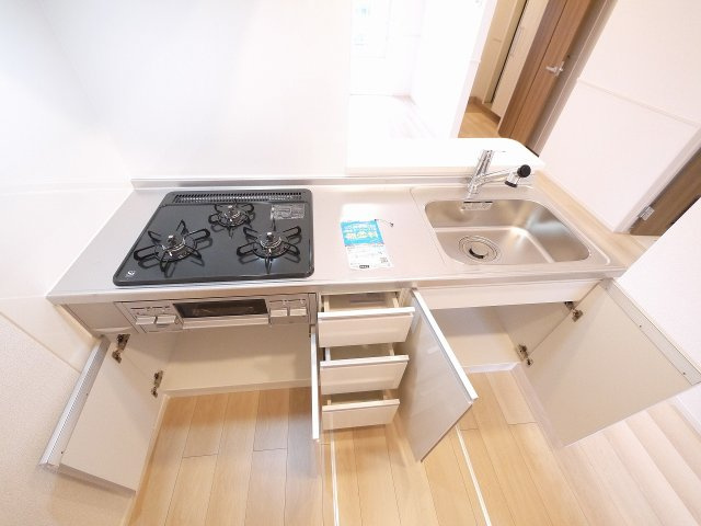 プラシード（大和郡山市）のキッチン|コンパクトなキッチンで掃除もラクラク