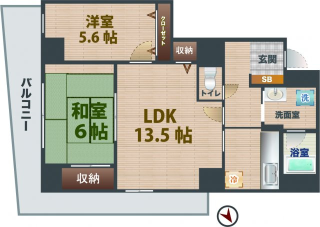 【間取り】 | ハイエスト荻窪 | 2ＬＤＫのお部屋。