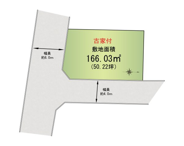 阪南市下出　古家付き土地の区画図