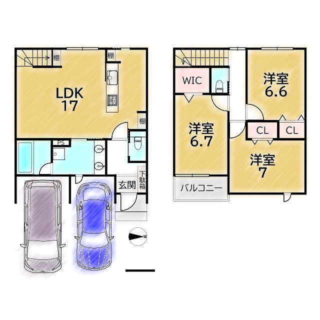 平野鳥居前町 新築戸建(3号地)の間取り