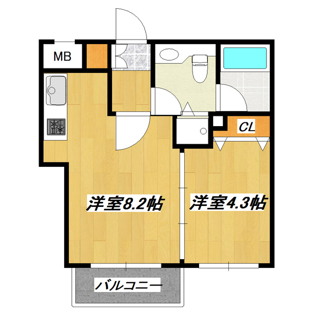 ＰＡＬＥＲＭＯ ＣＯＵＲＴの間取り|１DK☆南向き★オシャレな内装のマンションです！