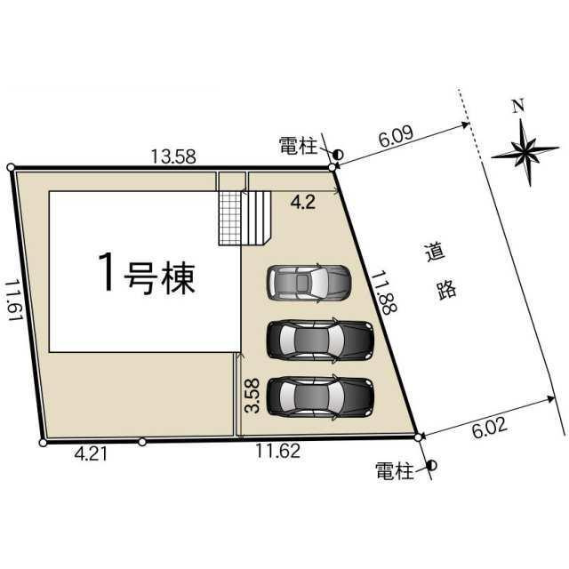 豊橋市牛川町字西郷の新築一戸建の区画図|【限定一棟】3台駐車可