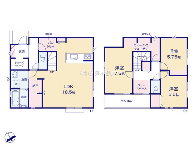 《仲介手数料無料》ふじみ野市亀久保３丁目7-9新築一戸建てグラファーレの間取り