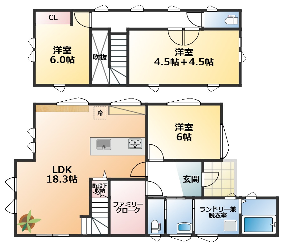 宇都宮市砥上モデルの間取り