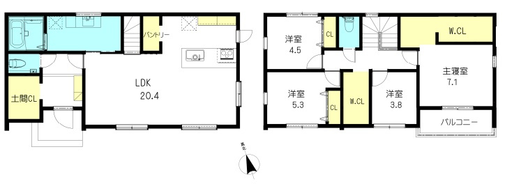 川西市緑台　新築一戸建ての間取り