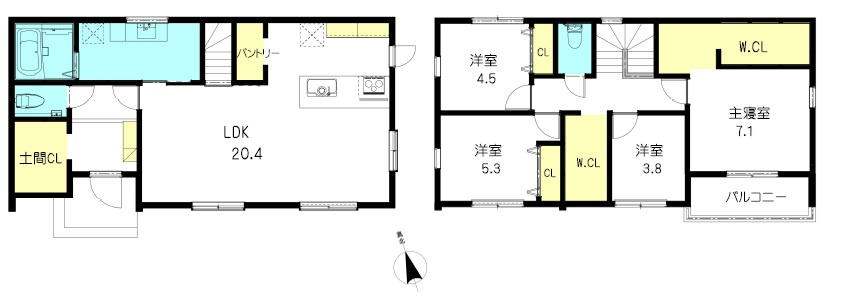 川西市緑台　新築一戸建ての間取り