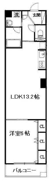 大阪市中央区南船場１丁目の賃貸マンションの間取り