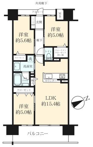 アルファステイツ東宿郷Ⅱの間取り|68.41㎡の3LDKは、収納が充実しています。
開放感の有るカウンターキッチンのコンロは安全なIHに変更しています。
