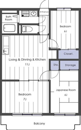 パレス梨花の間取り|3LDKの広々した間取りです