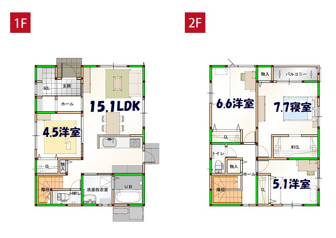 高知市朝倉本町1丁目 ③ 新築戸建ての間取り|③