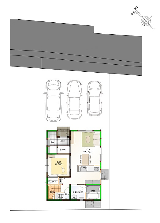 高知市朝倉本町1丁目 ③ 新築戸建ての区画図|③