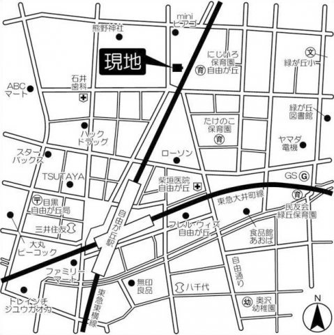 目黒区自由が丘１丁目の賃貸マンションの地図