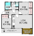 【間取り】 | 3階部分南向き、サンルーム付き2LDK！