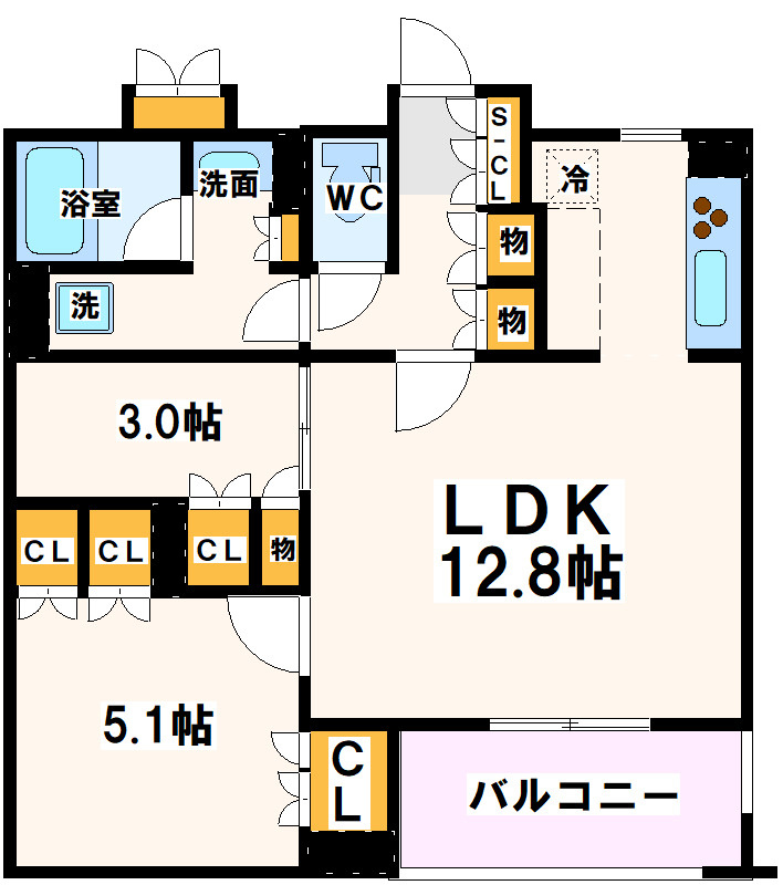 世田谷区桜丘５丁目の賃貸マンションの間取り