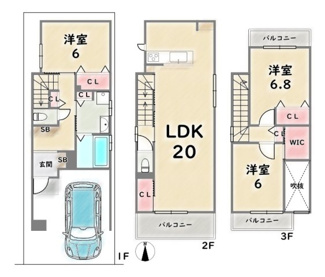 【土地図＋建物プラン例】 | 右京区西院金槌町　建築条件付 | 建築プラン例：建物価格2499万円、建延99.30平米、建築確認申請費用120万円＋外構費用110万円＋水道負担金22万円＋ZEH水準省エネ住宅/証明書発行費用22万円別途要（税込）