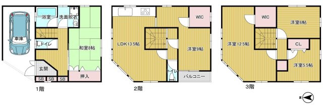 堺市西区鳳南町　中古戸建の間取り