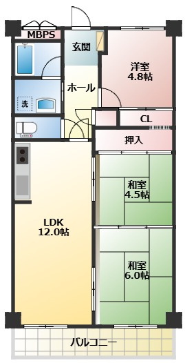 【間取り】 | コープ野村川端町B棟
