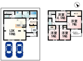 【間取り】 | 栗東市中沢３丁目 分譲２区画１号棟