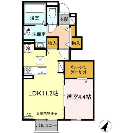 北九州市八幡西区野面２丁目のアパートの間取り