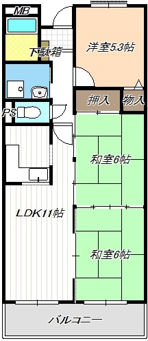 グランドヒルズ当知3番館の間取り