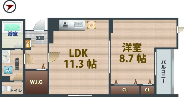 【間取り】 | ベルヴィル千光前 | 1LDKのお部屋です。