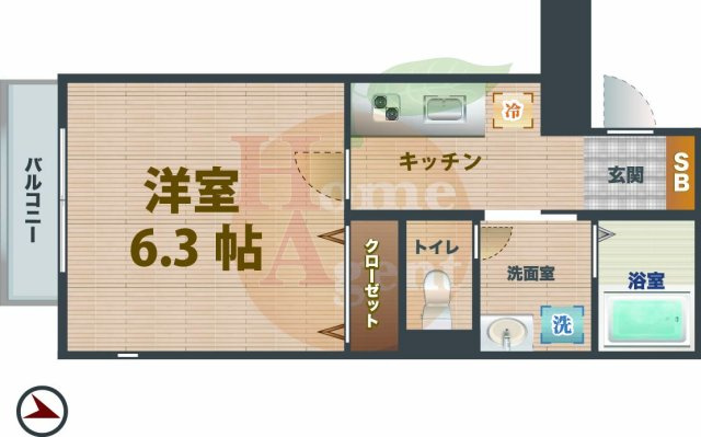 【間取り】 | ラルジュ中野 | 1Kのお部屋です。