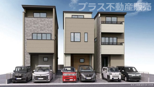 【外観】 | 福岡市東区筥松1丁目1期　1号棟（全3棟）【仲介手数料無料・0円】 | 完成イメージの外観パースです。