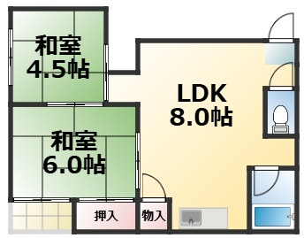 【間取り】 | コーポウエスト神路　仲介手数料無料