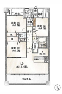 【本山駅徒歩5分×フルリノベ3LDK】ヒルズ本山穂並町の間取り