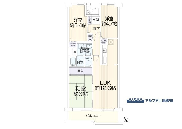 メゾンエクレーレニュー昭島の間取り|【3LDK】
◆間取り◆専有面積65.82平米の3LDK。約12.6帖のLDKに洋室2室と約6帖の和室を備え、家族で暮らしやすい間取りです。
