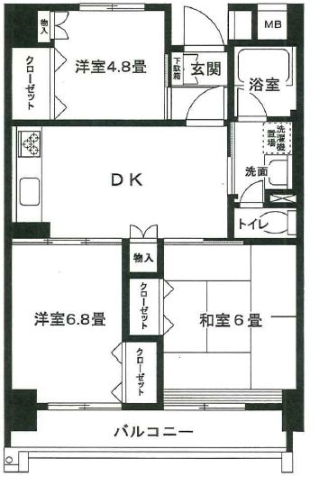 越中島三丁目ハイツ1号棟の間取り