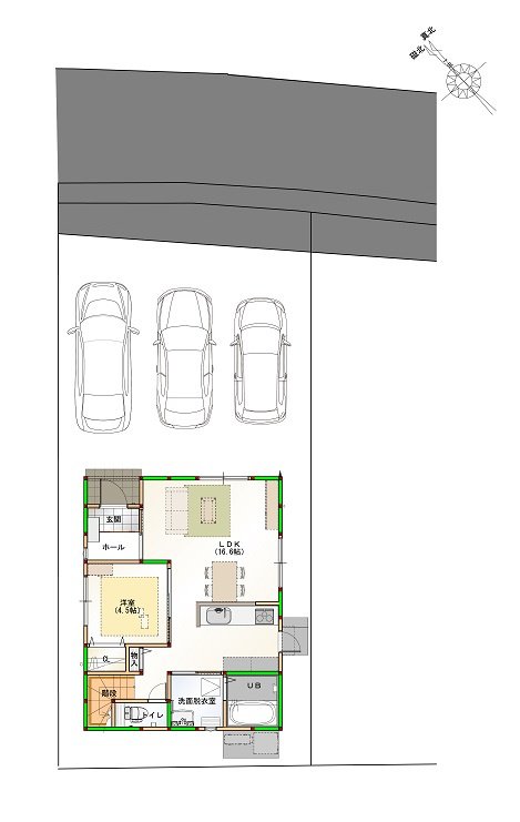 高知市朝倉本町1丁目 ④ 新築戸建ての区画図|④