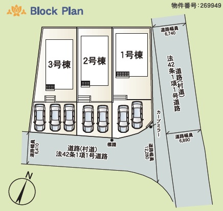読谷村大木　第4（全3棟）3号棟の区画図|3号棟　