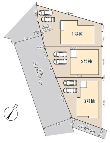 三郷市新和2丁目　新築戸建　全3棟　1号棟の区画図|カースペース並列2台！車2台所有のご家庭にも嬉しい、ゆとりある駐車スペース