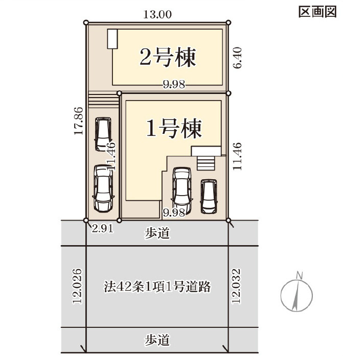 リーブルガーデン南城市つきしろ第３・１号棟の区画図|区画図／接道状況：南側12m公道