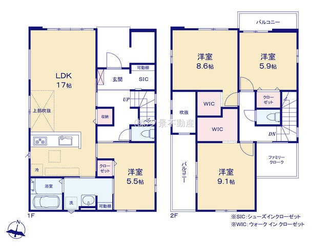 《仲介手数料無料》富士見市水谷東２丁目55-4新築一戸建てLIGAREの間取り