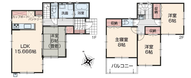 【間取り】 | 3人から4人家族には、新築戸建3LDKよりも広くゆったりした暮らしが出来る4LDKがおすすめです。家の中が広いことで、家族全員で団らんのできるリビングの他、子供1人に1部屋を割り当てることも可能です。