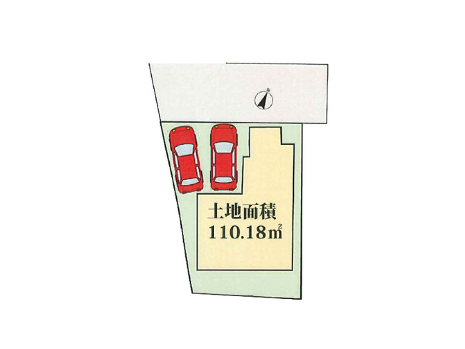 【区画図】 | 川越市藤間　新築一戸建住宅　全1棟　(ふじみ野店) | カースペースには2台駐車可能です！
※図面を基に作成しています。現況と異なる場合は現況を優先いたします。