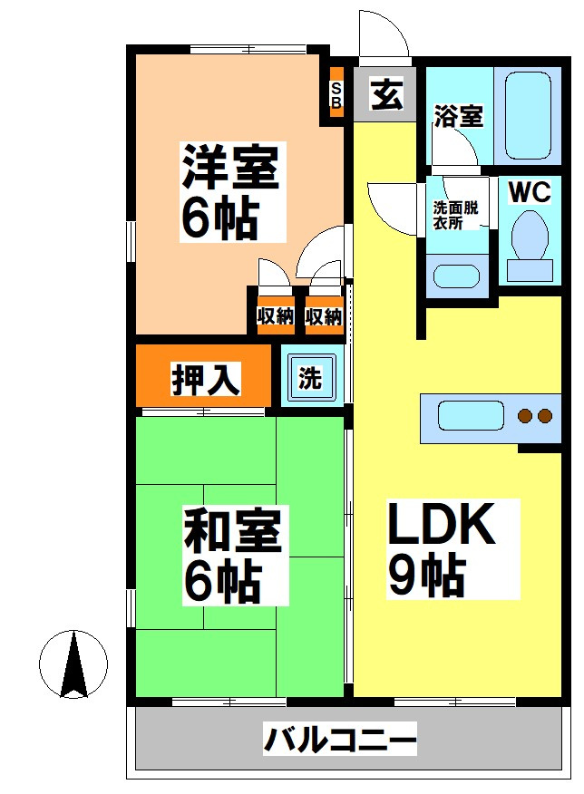 武蔵野市境２丁目の賃貸マンションの間取り