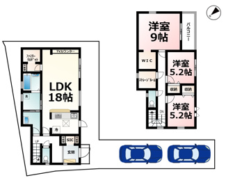 【間取り】 | 栗東市中沢３丁目 分譲２区画2号棟