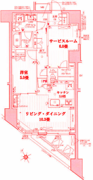 藤沢市藤沢の賃貸マンションの間取り