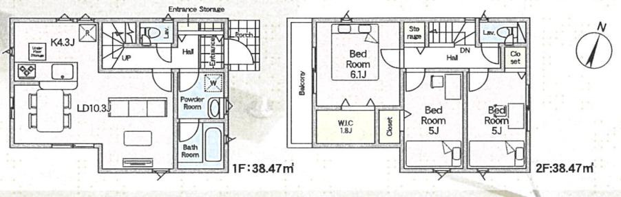 八王子市　横川町　新築一戸建て　４５期の間取り|～西向き3LDK　開放感のあるワンフロアリビングの間取り～