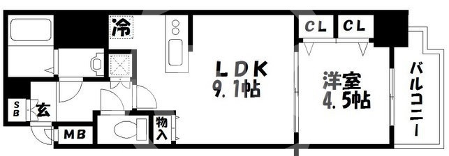 La Douceur梅田Eastの間取り|URBAN PARK 梅田 EAST　開放感のある間取り
