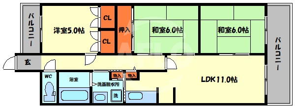 緑橋レックスマンションの間取り|緑橋レックスマンション　