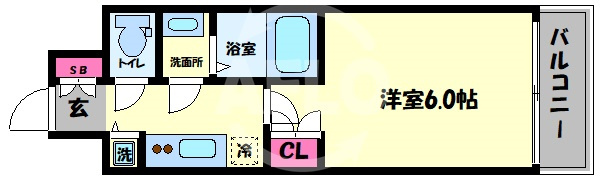 エス・キュート梅田東の間取り|エス・キュート梅田東　開放感のある間取り