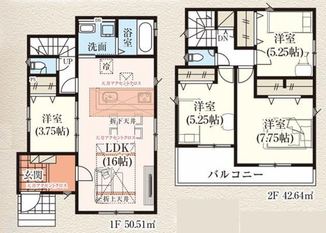 【仲介手数料無料】GRAFARE狭山市水野37期　全２棟　１号棟の間取り