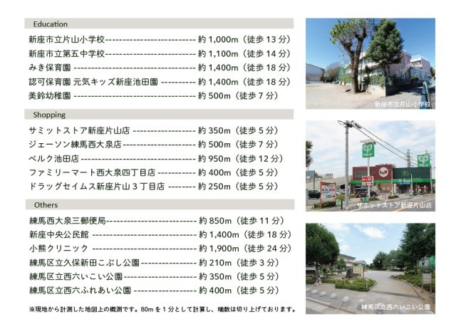 【その他】 | トラストステージ　新座市片山3丁目23期　全2区画　(保谷店) | スーパー・コンビニ・ドラッグストアが徒歩10分圏内に揃った利便性の高い立地。
公園も点在しており、お子様の遊び場に困りません♪