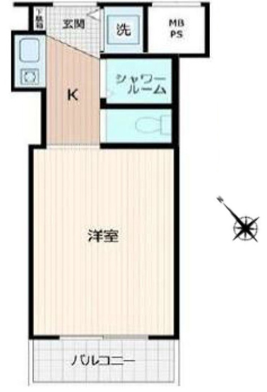 【間取り】 | シルフィード相武台 | 1Kは、キッチンと居室が分かれているため、生活空間にメリハリをつけられますね。料理の臭いが気になりにくく、来客時にもプライベート空間を確保しやすい点が魅力ですね。一人暮らしでも快適な生活を送れますよ。
