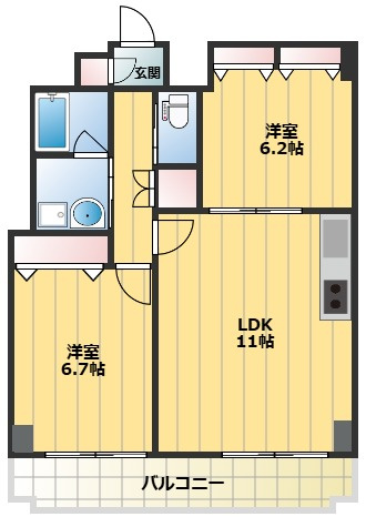 【間取り】 | ドムス常盤 | ペット可の２ＬＤＫのお部屋です！