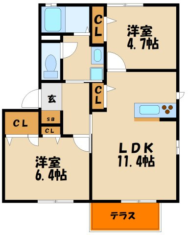 シャーメゾン魚住Bの間取り